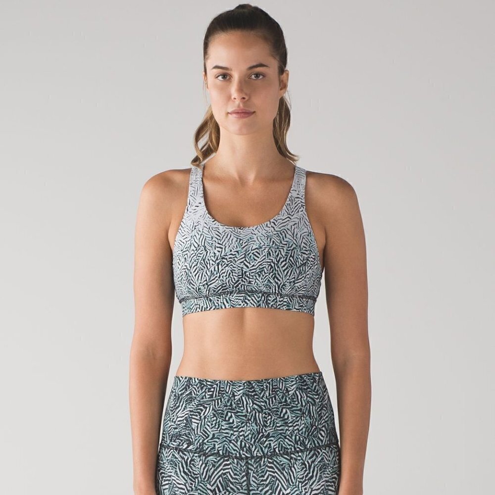 Lululemon Energy Bra (Nulux) Dazzle Energy Bra 50g Alpine White Black